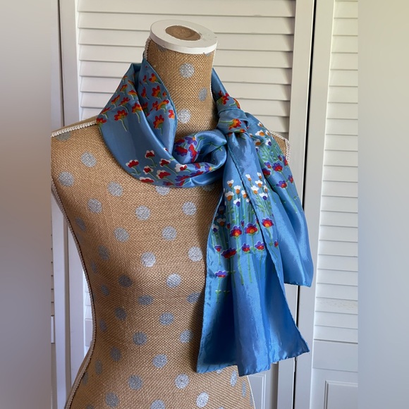 Vintage Accessories - 1970’s silk scarf . Hand rolled